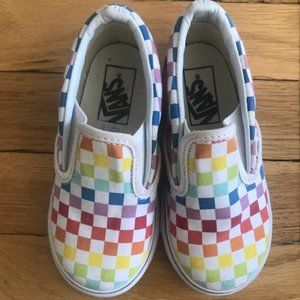TODDLER VANS SLIP ON RAINBOW CHECKERBOARD SKATE